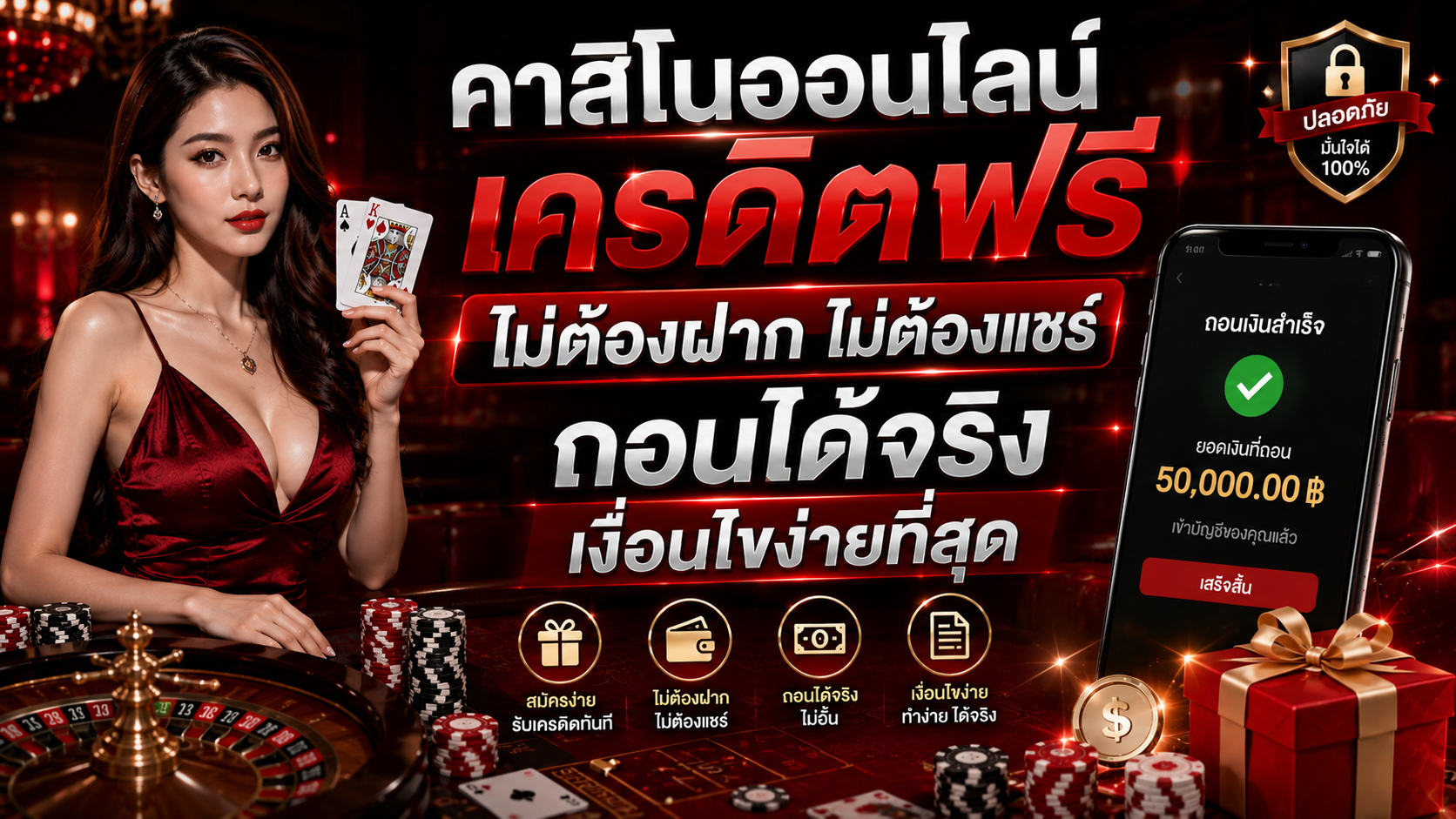 คาสิโนออนไลน์ เครดิตฟรี 2026 ไม่ต้องฝาก ไม่ต้องแชร์ ถอนได้จริง เงื่อนไขง่ายที่สุด