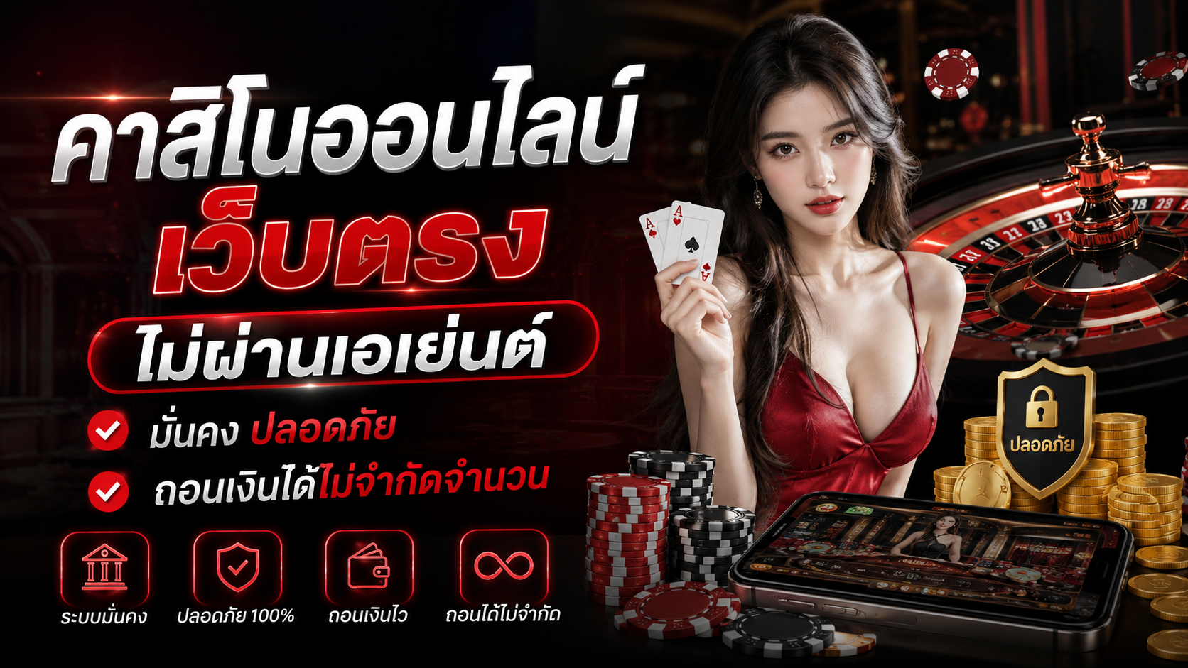คาสิโนออนไลน์ เว็บตรง ไม่ผ่านเอเย่นต์ มั่นคง ปลอดภัย ถอนเงินได้ไม่จำกัดจำนวน ปี 2026